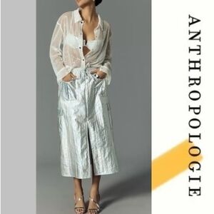 ANTHROPOLOGIE | Metallic Shine Cargo Midi Skirt